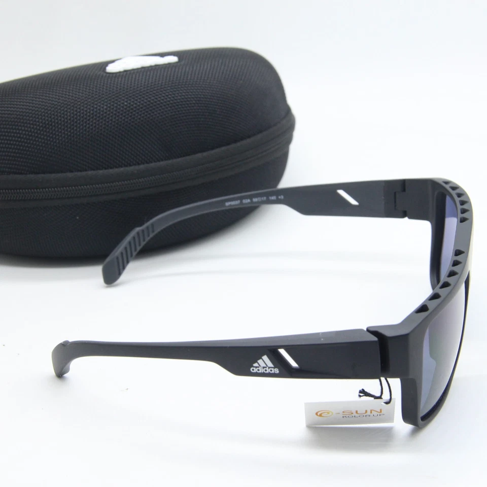 NUEVAS GAFAS DE SOL ADIDAS SP 0007 02A NEGRAS AZULES AUTÉNTICAS CON ESTUCHE 57-20 Foto 3 de 3