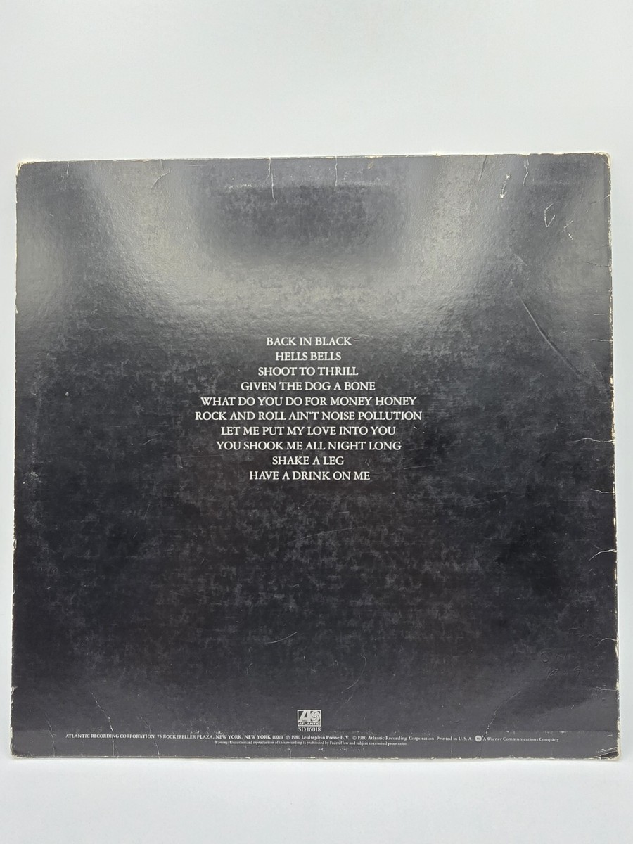 AC/DC: Back in Black US Atlantic Embossed SD 16018 '80 Hard Rock