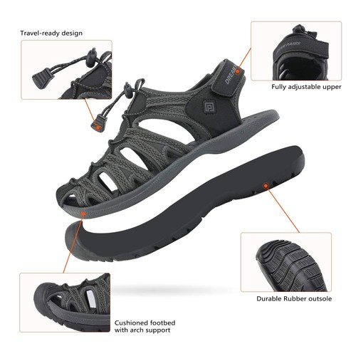 Men's Hiking Adventurous Sandals Closed Toe Outdoor Beach Sport Fisherman Shoes - Picture 17 of 43