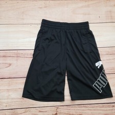Puma Shorts Youth Medium Black White Lightweight Outdoors Active Basketball Boys