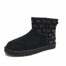 UGG CLASSIC MINI II UGG PRINT ANKLE BOOTS -BLACK SUEDE -MEN US 8 -NEW