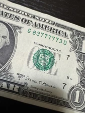 Fancy Fun 2017 $1 Crisp US Note 7 DIGIT RADAR (5-7s & 2-3s)  G83777773D Currency