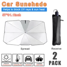 2 Pack Car Sun Shade Windshield Sunshade Front Window Cover UV Umbrella Foldable