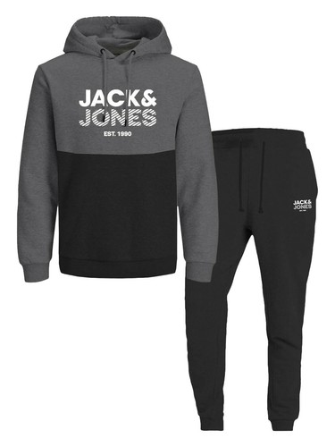 Hoody Joggers Loungewear Black Grey 