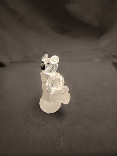 Glass Crystal Koala Bear Ornament Figurine 5cm Tall VGC Frosted Glass Tree - Picture 2 of 8