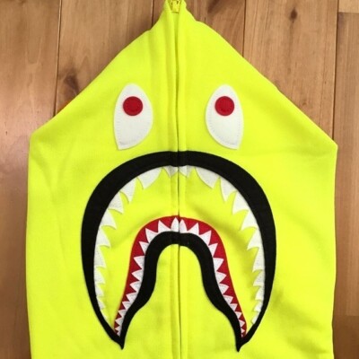 BAPE Neon color shark full zip hoodie Yellow A Bathing Ape Size