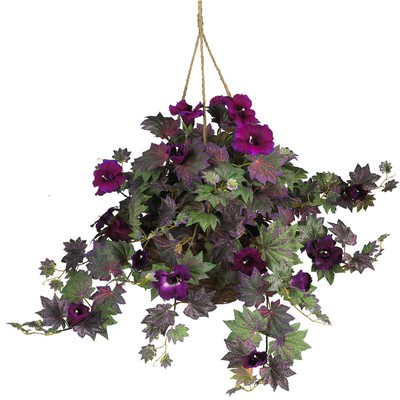 Morning Glory Silk Hanging Basket