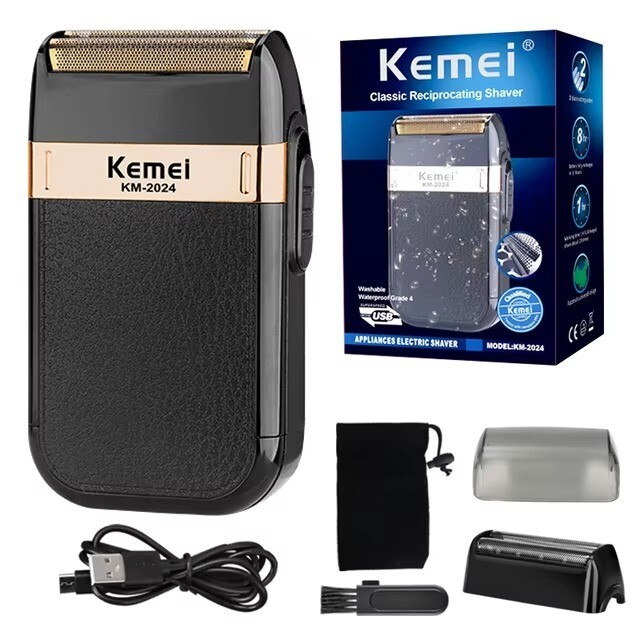 Kemei Electric Shaver for Men Waterproof Twin Blade Reciprocating Cordless Razor