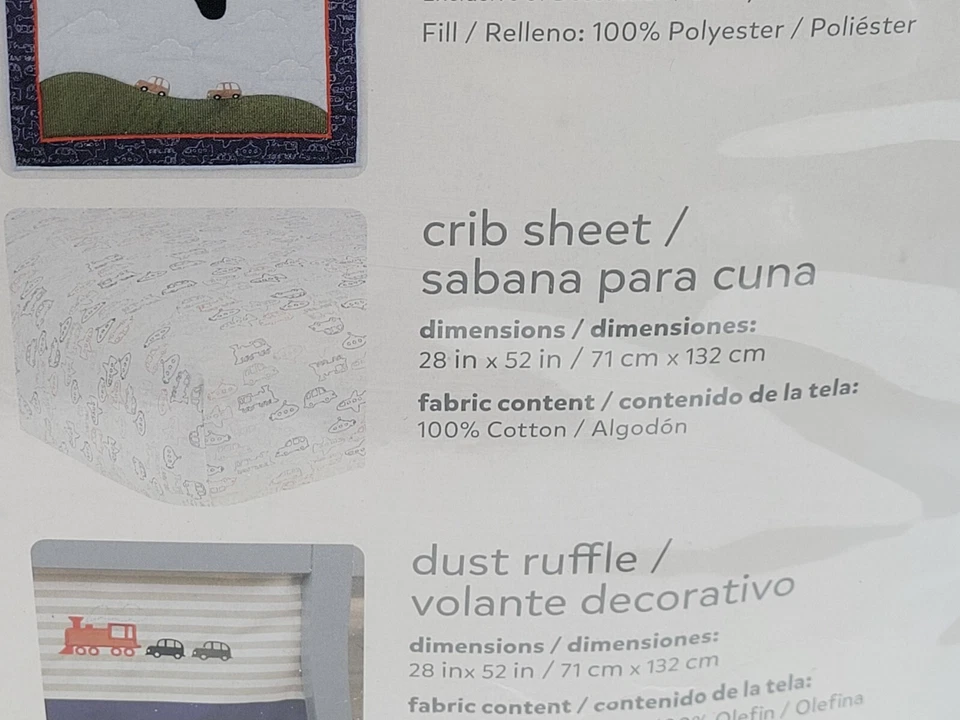 Juego de 3 piezas de guardería Carter Child of Mine coche avión tren león cubre sábana volante Foto 4 de 4