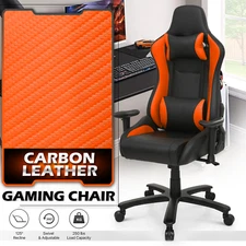Orange[CARBON FIBER FABRIC] Racing Chair Leather Ergonomic Swivel Computer Seat