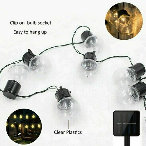 20 LED Solar Lichterkette außen Lampe Glühbirnen Beleuchtung Balkon Garten Dekor - Bild 5 von 12