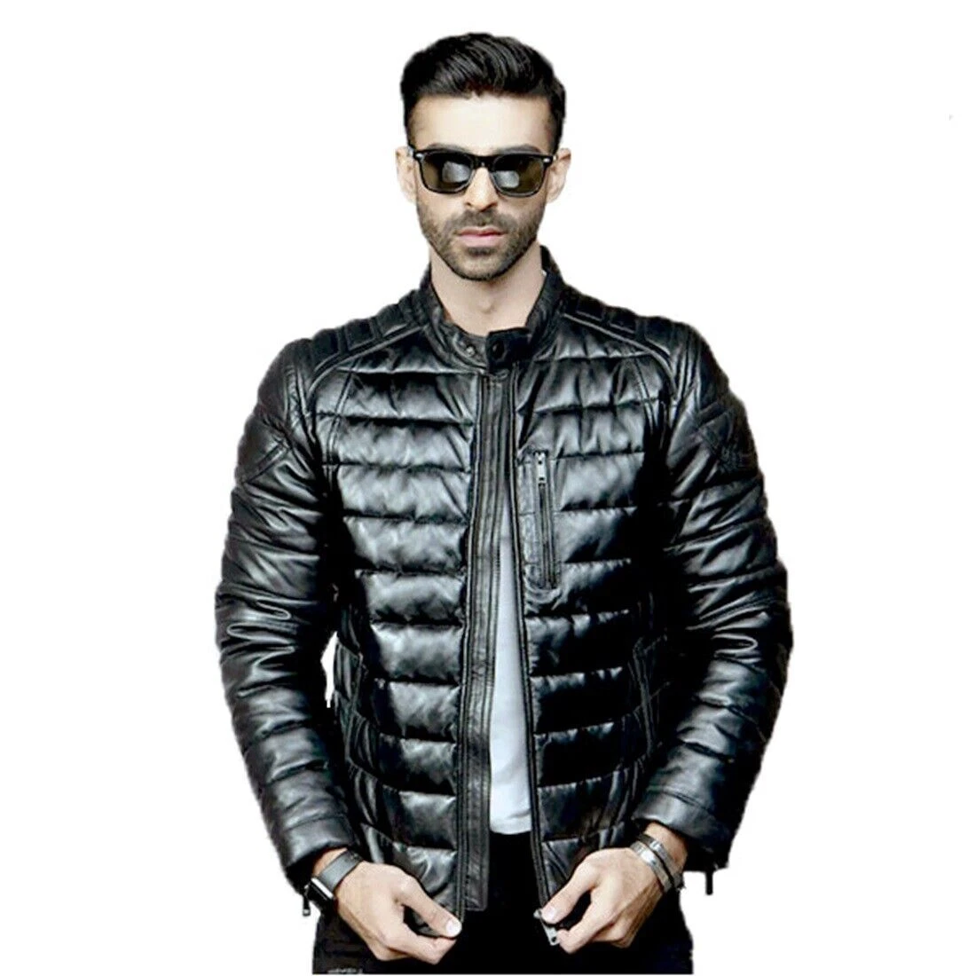 Genuine leather puffer deals jackets