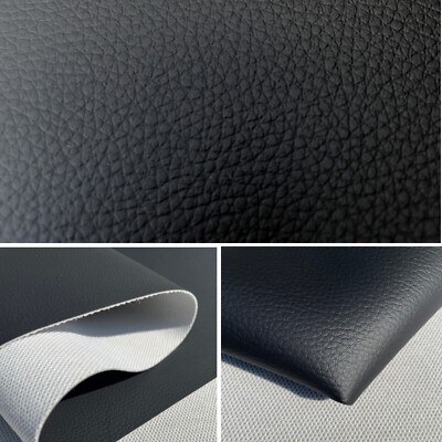 Kunstleder Autostoff ''PREMIUM'' Extra Stark T221 Schwarz Glatt und Perforiert