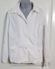 Women's Jacket White Lightweight Button Front Basic Editions S Small NEW NWT