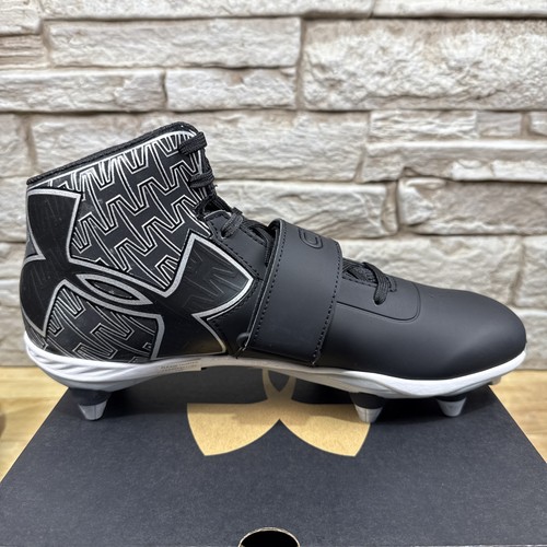 Men’s Under Armor Size 12 UA C1N Mid D Black Cleats - Afbeelding 4 van 6