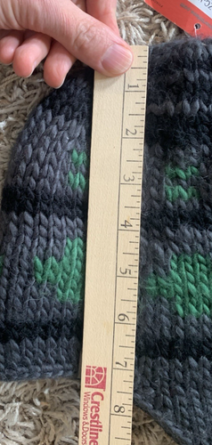 The North Face Knit Beanie Hat w/Tassels, Earflaps Gray & Green Boulder Peruvian - Picture 16 of 17