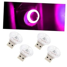 4PCS USB LED Car Interior Atmosphere Lamp, Portable Mini Car LED Pink Purple