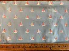 Cotton Fabric Sailboats White Blue Dot/red Stripe Sails On Soft Blue 1 Yd 30
