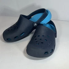 CROCS CLASSIC CLOG Kids Size J3 Navy Blue And Light Blue Two Tone Clogs