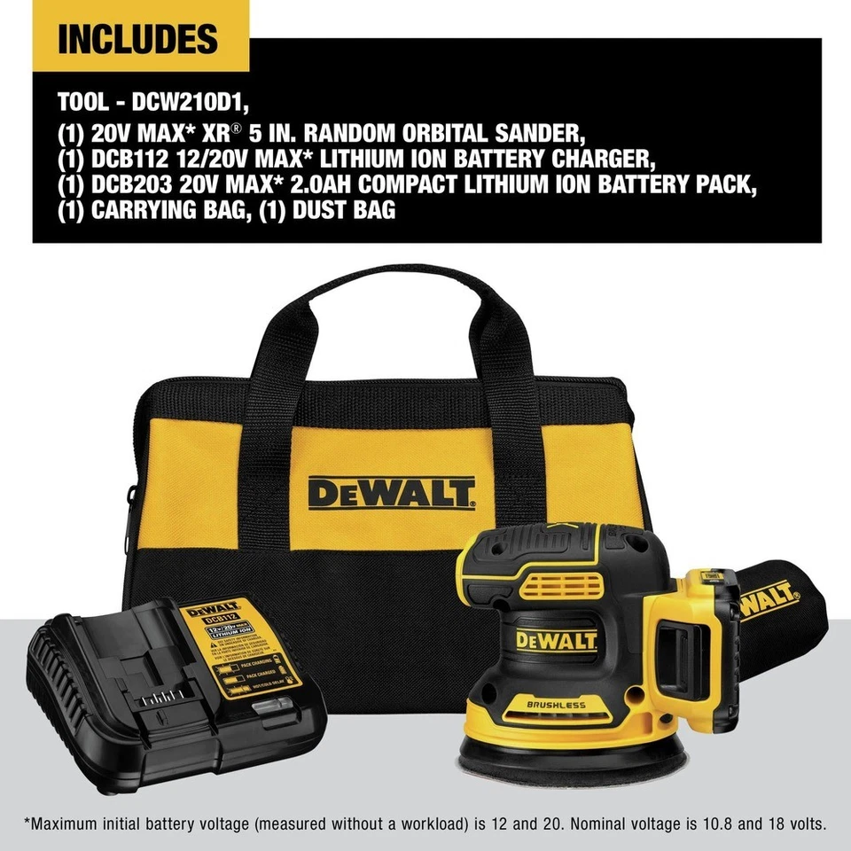 DEWALT DCW210D1R 20V MAX XR 5" Random Orbital Sander Certified Refurbished - Imagem 2 de 4
