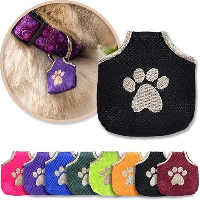 Dog Tag Silencer, Black Pawprint - Quiet Noisy Pet Tags - Fits Up to Four Pet...