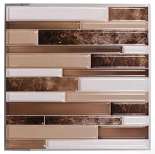 LOT 10 Sheets Hardware Self Adhesive Tan Brown and White Wall Tile 12x12 in