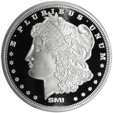 1 Troy oz Sunshine Mint Morgan Design .999 Fine Silver Round Mint Mark SI 92.20 per troy oz
