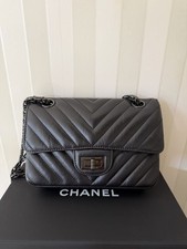 CHANEL 2.55 Reissue Mini Flap So Black Aged Calfskin Chevron Quilted Excellent