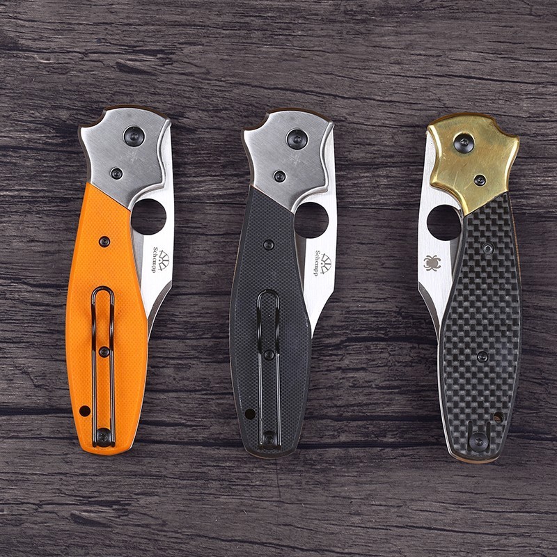 Schempp Folding Pocket Knife Black G10 Handle Camping Survival Outdoor Knives