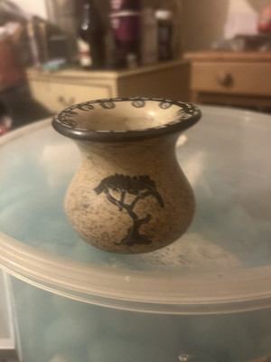 Kleine Keramik Vase mit Zebra 