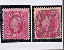 TIMBRE 1885 SUEDE N° 28a X 2-OBL. TB-VOIR SCAN-
