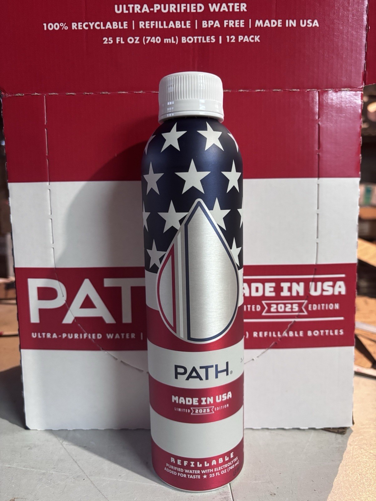 PATH USA Ultra-Purified Water 100% Recyclable 25 FL OZ | Refillable | 12 Pack