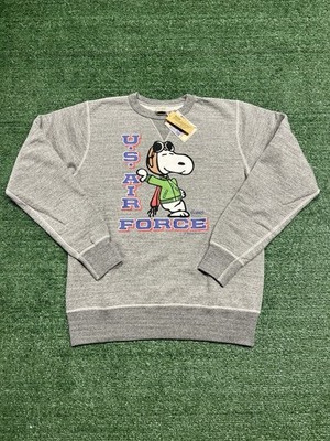 Buzz Rickson's Size Large Snoopy Peanuts USAF Aviator Crewneck Sweatshirt Gray