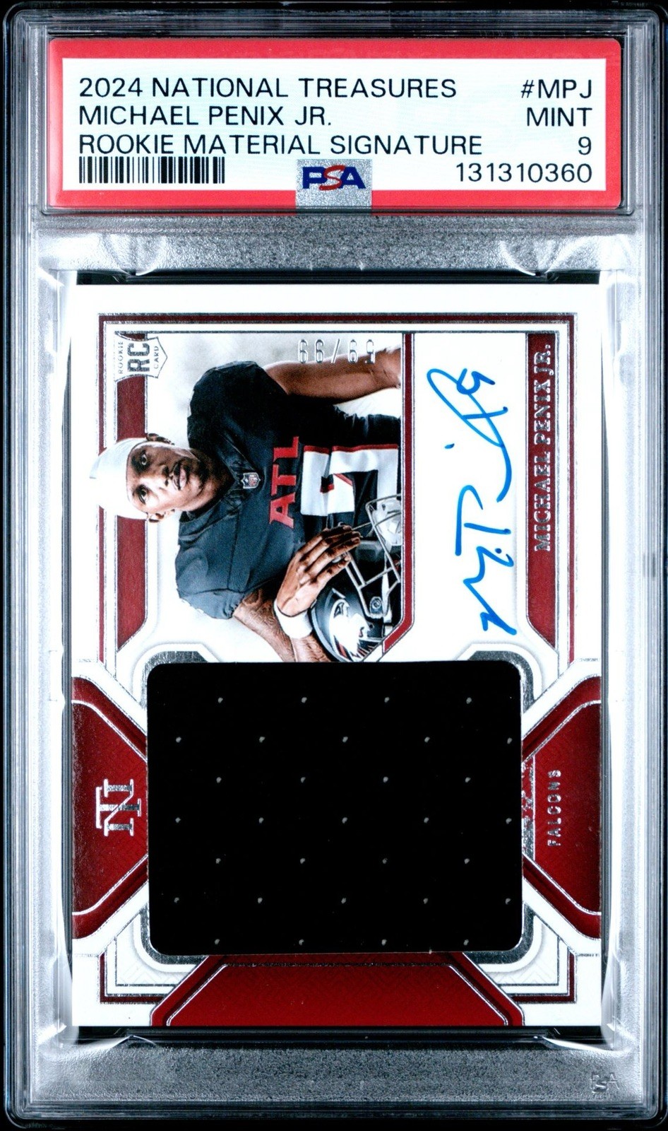 MICHAEL PENIX JR. 2024 NATIONAL TREASURES RPA Rookie materials RC AUTO /99