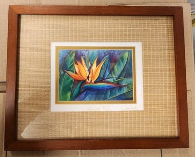 Vintage Sheree Latif Midnight Bird Hawaii Gallery Poster Print Bamboo Frame COA