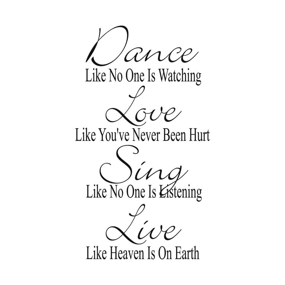 Dance, Love, Sing and Live Inspirational Wall Decal Sticker Vinyl Home ...