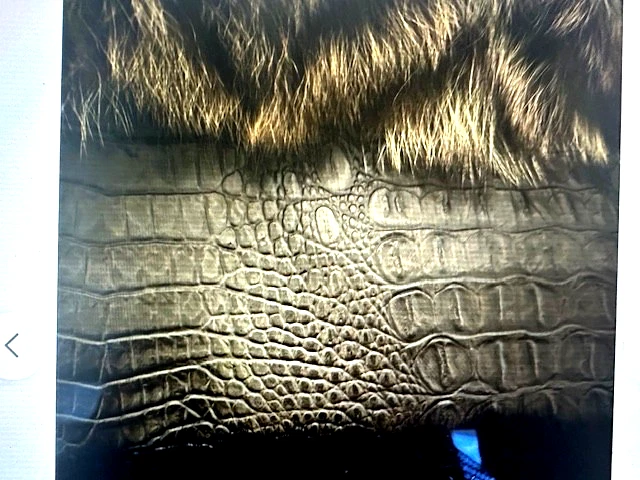 Chaleco de piel de mapache Chevron genuino real de colección con ribete de cuero y visón Foto 3 de 4