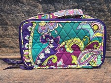 EUC Vera Bradley Heather Purple Paisley Travel Cosmetic Makeup Brush 2-Sided Bag
