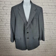 Corbin Grey Blue 100% Wool 2 Button Notch Vented Blazer Sport Coat Size 44L