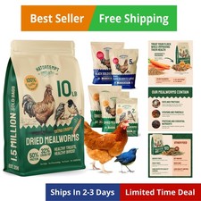 Bulk Dried Mealworms - 10 Lb Bag - Non-GMO Dried Mealworms for Chickens, Duck...