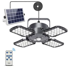 Solar Pendant Lights Outdoor Indoor with Remote Control, Solar Powered Shed L...
