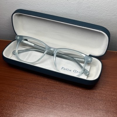 Felix Gray Eyeglass Frames Hopper C26 Translucent Blue Gray Smoke Square