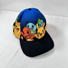 Pok mon Snapback Youth OSFM Hat Blue Multicolor Adjustable Pikachu Charmander
