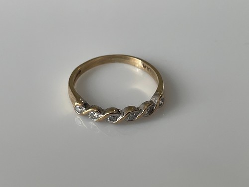 Diamond Ring 9ct Gold Half Eternity Diamond Ring - Size L 1/2 - 第 3/18 張圖片
