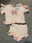 Disney Minnie Mouse Two Piece Set Pink 100% Cotton Embroidered — photo 1