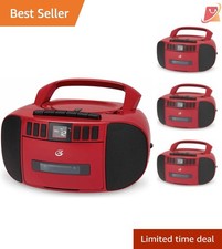 Portable Am/FM Boombox with CD Cassette Player Stereo Speakers Power Battery