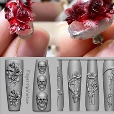 Rose Flower Skull Silicone Nail Art Molds Transparent Mold Manicure Design To A2