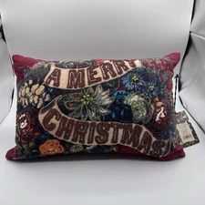 John Derian Merry Christmas Pillow, Embroidery & Bead Work