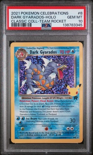 2021 POKEMON CELEBRATIONS CLASSIC COLLECTION #8 DARK GYARADOS-HOLO PSA 10
