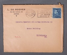 MayfairStamps Belgium 1938 L. De Roover Antwerp to Pittsburgh PA Cover aaw_80577
